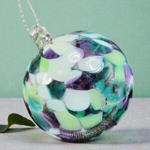 Hand Blown Studio Art Glass Orb Ornament Friendship Ball Witch Ball Multicolored